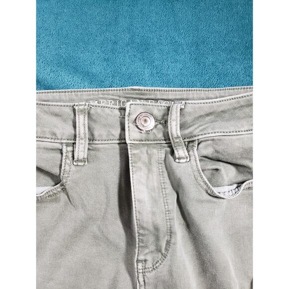 American Eagle Jeans Size 4 Long Womens Green Stretch Pants High Rise Jegging - Picture 6 of 13